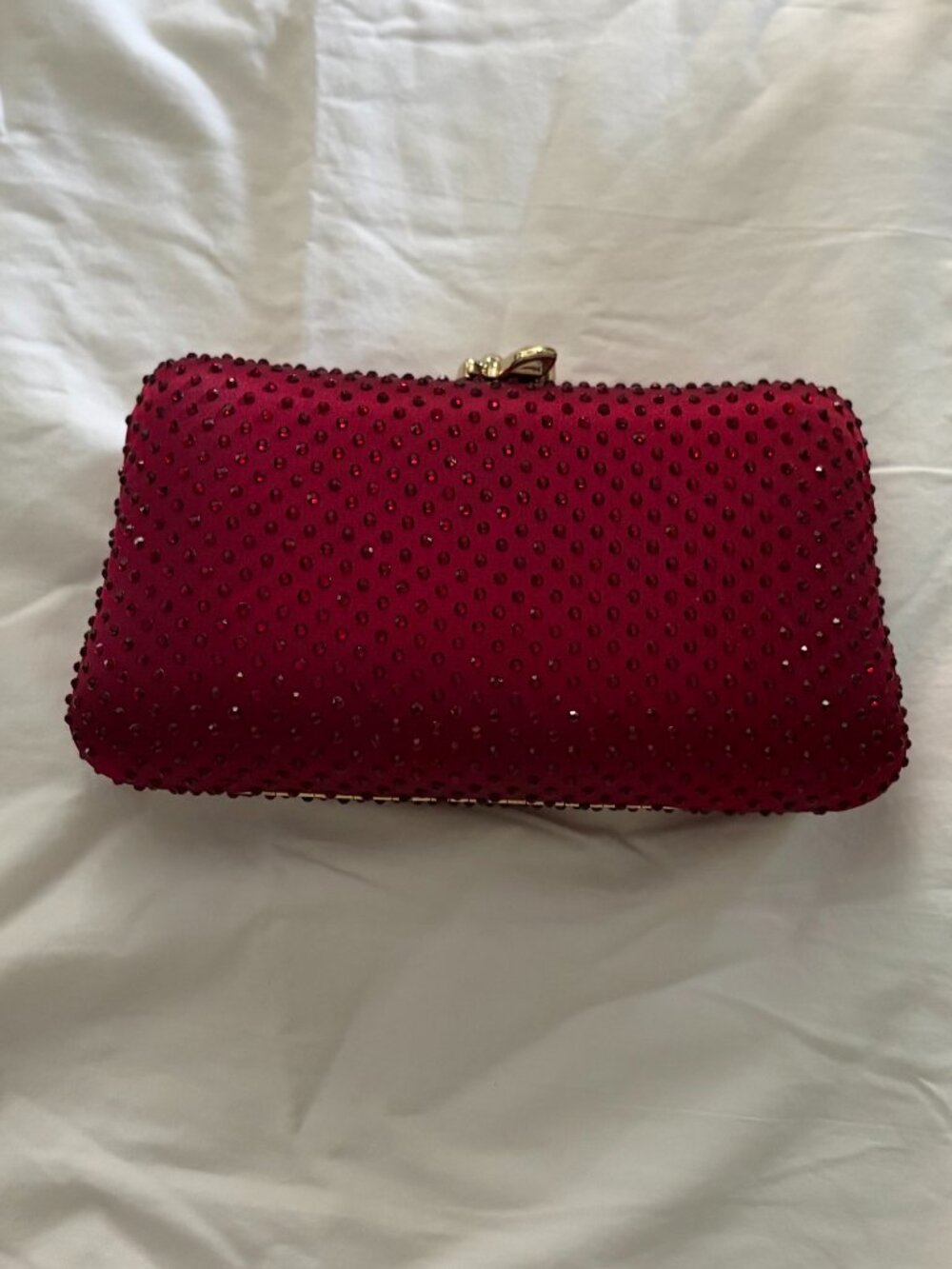 Unni Red Beaded Clam Shell Purse
